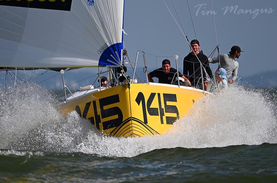 Racing sailboat in action